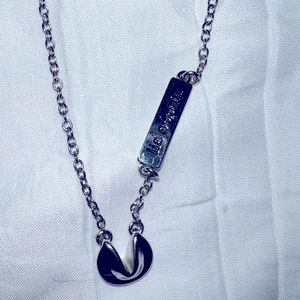 Cute silver fortune cookie necklace